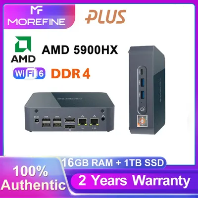 MOREFINE-Mini PC S500 + AMD Ryzen R9 5900HX R7 5625U Windows 11 Pro LAN NVMe SSD PC de jeu HD
