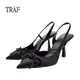 TRAF-Escarpins à talons hauts pointus avec nœud papillon pour femmes sandales élégantes chaussures