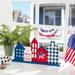 The Holiday Aisle® Patriotic/Americana House Table Décor Wood in Blue/Brown/Red | 8.5 H x 16 W x 2.5 D in | Wayfair