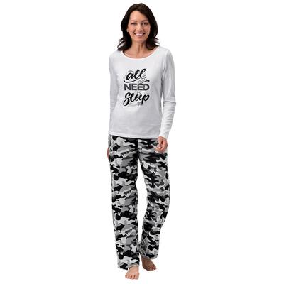 Women's Pajama Set (Size 4X) Camouflage/Black-White, Cotton,Polyester