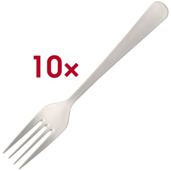 Papstar 10er-Pack Mehrweg-Gabeln 19 cm weiß weiß Image