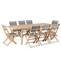 Ensemble table et chaises en bois blanchi 8 places 180-240 cm