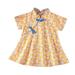 Dress for Girl Kids Toddler Baby Girls Cartoon Print Patchwork Cheongsam Princess Dress Outfits