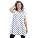 Plus Size Women's Scoopneck Swing Ultimate Tunic by Roaman's in White Bias Stripe (Size 12) Long Shirt