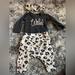 Jessica Simpson Matching Sets | Jessica Simpson 3 Piece Cow Print Set Size 0-3 Months | Color: Gray/White | Size: 0-3mb