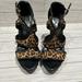 Jessica Simpson Shoes | Jessica Simpson Animal Print T-Strap Heels | Color: Black/Orange | Size: 7