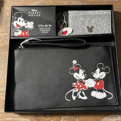 Disney Bags | Disney Clutch, Card Wallet And Key Chain Set, Brand New With Tags | Color: Black/Silver | Size: Os
