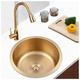 Kitchen Sink Single Bowl Bar Prep Sink Brushed Round Gold Sink with Faucet 304 Stainless Steel Recessed Or Undercounter Mount (Color : D, Size : 36x36x19cm)