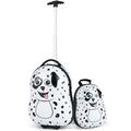 COSTWAY Kids Luggage Set, 2 PCS Backpack & Suitcase with Wheels and Height Adjustable Handle, Hard Shell Travel School Trolley Case for Boys Girls (White, 12"+16")