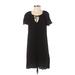 Old Navy Casual Dress - Shift Tie Neck Short sleeves: Black Print Dresses - Women's Size Small Petite