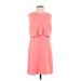 Ann Taylor LOFT Casual Dress Crew Neck Sleeveless: Pink Print Dresses - Women's Size 4 Petite