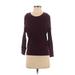 Topshop Pullover Sweater: Crew Neck Cold Shoulder Purple Color Block Tops - Women's Size 4