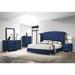 CDecor Home Furnishings Chantel Pacific Blue 2-Piece Upholstered Bedroom Set w/ Nightstand Upholstered in Blue/Brown | Wayfair 223148KE-S2N