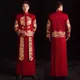 Robe de mariée traditionnelle chinoise pour hommes broderie de dragon rouge vintage Qipao mariage