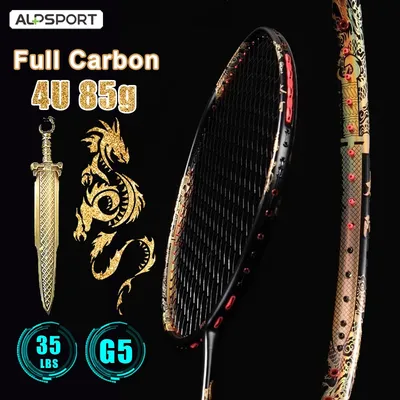 ALPSPORT TAJ-TFTY Golden Dragon 4U 35Lbs 7mm G5 Pro 100% Carbon Fiber Racket Badminton with