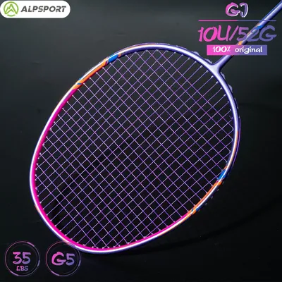 Alpsport GJ 10U 52g Ultraléger Maximum 35lbs Original légal Raquette de Badminton Fibre de carbone