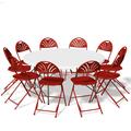 Inbox Zero Laesha 10 - Person 60" Long Camping Outdoor Table Foldable Chairs Plastic/Metal in Red/White | 60 W x 60 D in | Wayfair