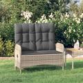 vidaXL Panca Reclinabile da Giardino Cuscini 107 cm Polyrattan Grigia