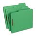 Universal Deluxe Reinforced Top Tab Fastener Folders 0.75 Expansion 2 Fasteners Letter Size Green Exterior 50/Box