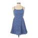 Shein Casual Dress - Mini: Blue Floral Motif Dresses - Women's Size 4
