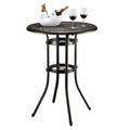 VINGLI Patio Bistro Dining Table with Umbrella Hole Cast Aluminum Side Table Backyard Bistro Round Table Outdoor Garden Furniture Tableï¼ˆ32 Dx41 H)