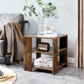 Topcobe 3 Tier MDF Square Side Table Modern Design Tea End Table for Bedroom Living Room Rustic Brown