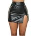 solacol Skirts for Women Casual Golf Skorts Skirts for Women Tennis Skorts Skirts for Women Fashion Womens Pure Color Pu-Leather Zipper Sexy Hip Leather Skirt Leather Skirts for Women Sexy