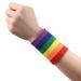 2 Pack Striped Wrist Sweatbands - Athletic Cotton Terry Cloth Wristbands for Sports Compression Wrist Sleeve -Rainbow Wrist Guard Outdoor