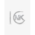 Michael Kors Precious Metal-Plated Brass Pavé Logo Hoop Earrings Silver One Size