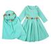 Embroider Long Abaya Girl Baby Kids Hijab Long Sleeves with Dress Girls Dress&Skirt Wedding Dress Tie