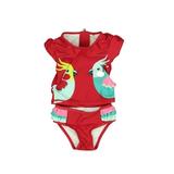 Pre-owned Deux par deux Girls Red | Green 2-piece Swimsuit size: 3-6 Months