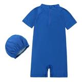 nsendm Toddler Kids Baby Boys Girls Swimsuit 1 Piece Zipper Bathing Suit Swimwear With Hat Rash Guard Surfing Boy Shorts Suit Swimwear Blue 1 Year