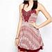 Free People Dresses | Free People Maroon Burgundy Red Twinkle Twirl Intarsia Fit & Flare Skater Dress | Color: Red/White | Size: S