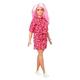 ​Barbie Fashionistas Doll #151 with Long Pink Hair Wearing a Red Paisley Top & Skirt, White Sneakers & Scrunchie Bracelet, Toy for Kids 3 to 8 Years Old, GHW65