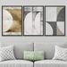 IDEA4WALL Semi-Circle Duotone Polygon Collage Abstract Geometric Illustrations Minimalism - 3 Piece Floater Frame Graphic Art Set on Canvas Canvas | Wayfair