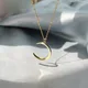 Collier pendentif lune argenté pour femmes chaîne à clavicule brillant passe-partout belle