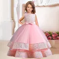 Robe de princesse sans manches en dentelle et tulle pour filles paillettes perle de mariage