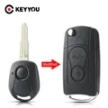 KEYYOU – étui à clé de télécommande à 2 boutons pour SsangYong Actyon Kyron Rexton coque à lame non
