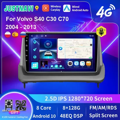 JUSTN183-Autoradio Android 128 8 Go 10.0 Go 9 " Carplay DSP GPS Limitation Volvo S40 C30