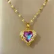 Colliers avec pendentif cœur en strass pour femmes bijoux tendance en acier inoxydable en argent