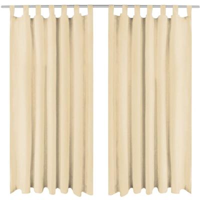 Vorhänge aus Mikro-Satin 2 Stk. mit Schlaufen 140×175 cm Beige Vidaxl