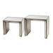 27, 21 Inch Nesting Side Table Set of 2, Mirrored Wood Frame, Silver