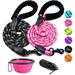 LOBEVE 2-Pack Reflective Dog Leash Set with Padded Handles for Medium to Large Dogs - Includes Collapsible Pet Bowl and Garbage Bags for Convenient On-the-Go Use(1/2 x 5 FT Pink)