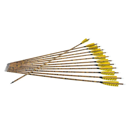 SHARROW Archery 30 Camo Hunting Carbon Arrows with 4 Barred Turkey Feather 12 Pack