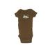 Carter's Short Sleeve Onesie: Brown Graphic Bottoms - Size Newborn