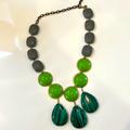 Anthropologie Jewelry | Anthropologie Necklace | Color: Gold/Green/Tan | Size: 21”
