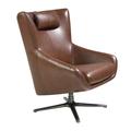 Fauteuil pivotant en cuir brun cognac