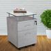 Rolling File Cabinet with Glass Top Grey