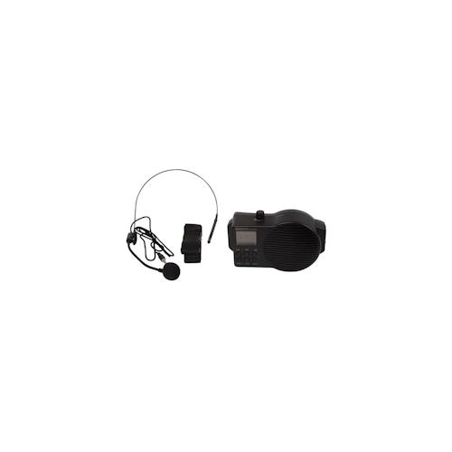 HQ Power Tragbarer Sprachverstärker mit Headset und Tragband mit USB-SD und FM-Radio, 5 W, Schwarz