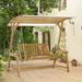 Outsunny 2 Seater Porch Swing with Canopy, Wooden Patio Swing Chair, Outdoor Swing Seat Loveseat